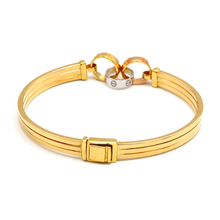 Real Gold GZCR 3 Color Roller Love Ring Bangle BLZ 0094 (SIZE 19) BA1368