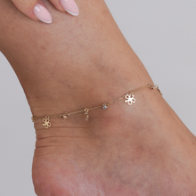 Real Gold Flower Rosary Anklet Adjustable Size A1014