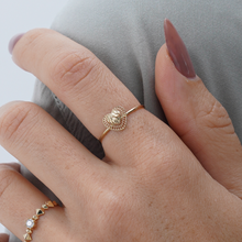 Real Gold Texture Layer Heart Ring 0330 (Size 5.5) R1883
